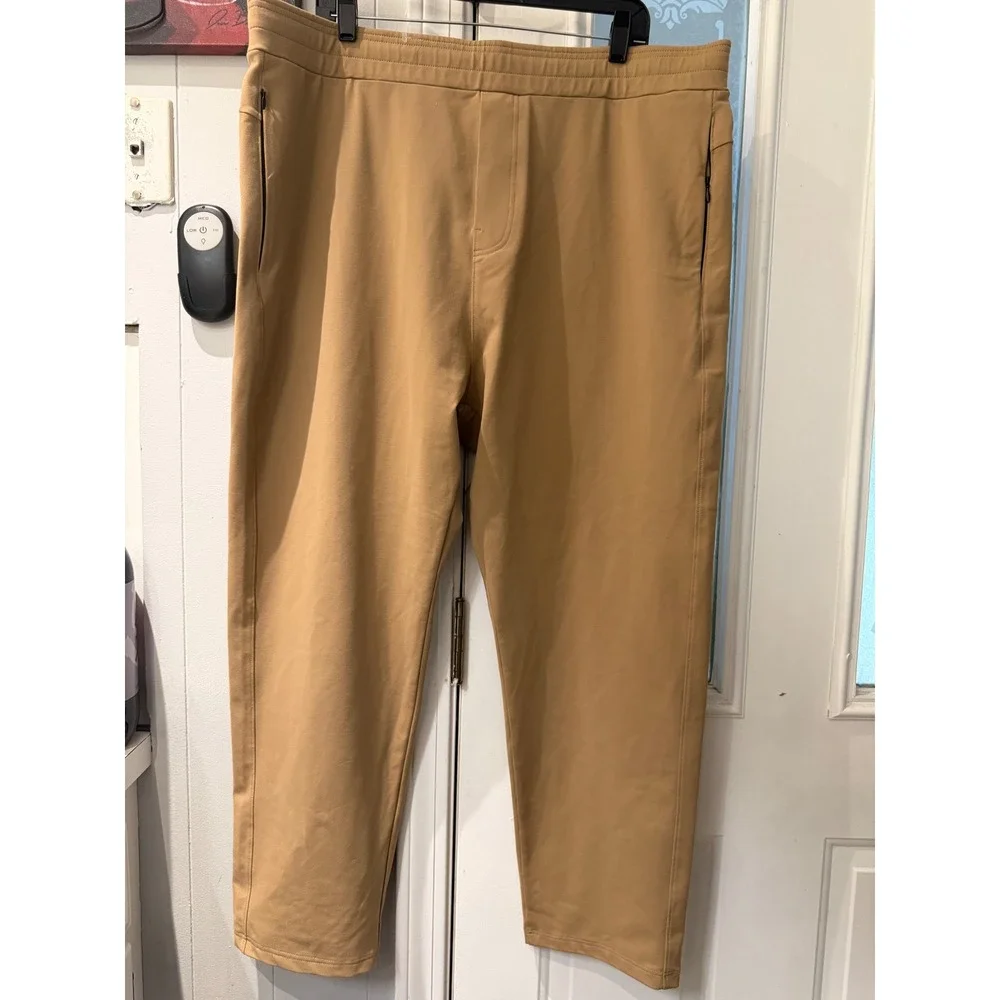 Public Rec All Day Every Day Pants Mens 42/32 Khaki Tan Tapered Joggers Stretch